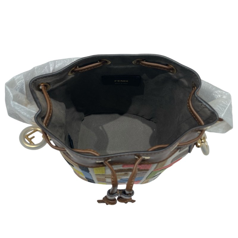 FENDI 芬迪 8BS093 MON TRESOR 老花水桶斜背包 皮革 白底多色 金釦-11