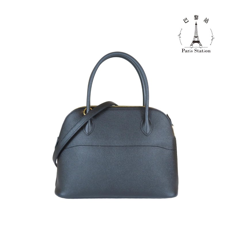 【巴黎站二手名牌專賣店】＊現貨＊HERMES 愛馬仕 真品＊C刻BOLIDE 25黑色金釦牛皮柏莉包 手提肩背斜背包-1