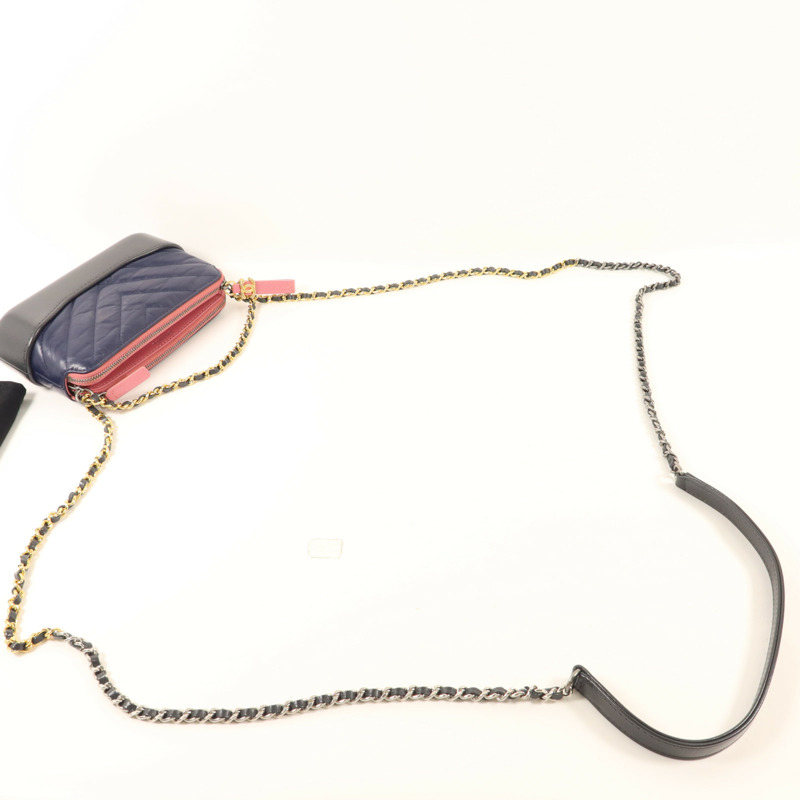 CHANEL 牛皮皮革Gabrielle Wallet On Chain鏈帶肩背袋-8