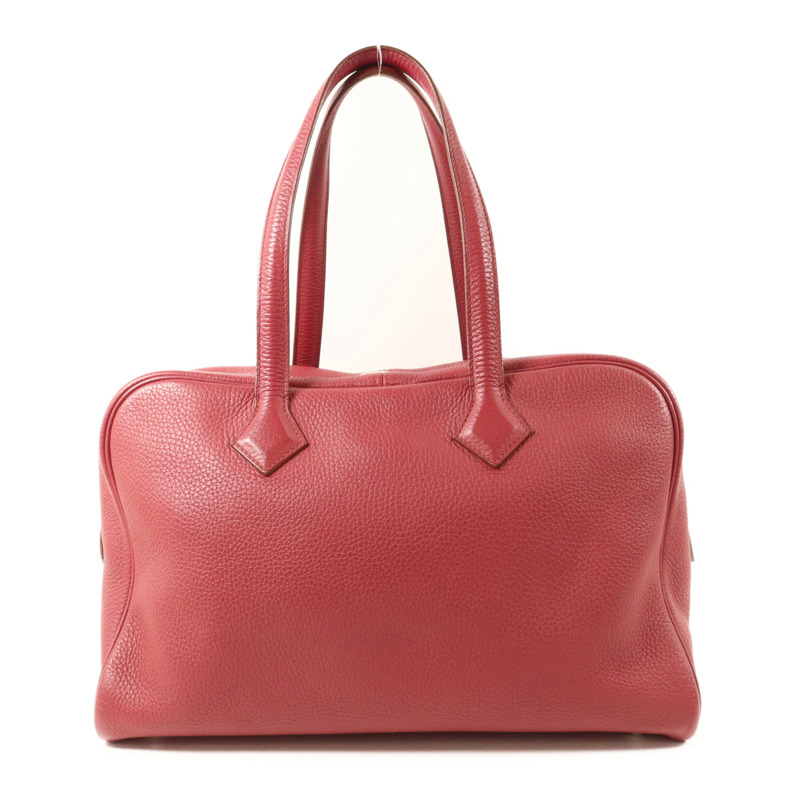 HERMES Clemence皮革Victoria銀扣手挽袋Rubis-1