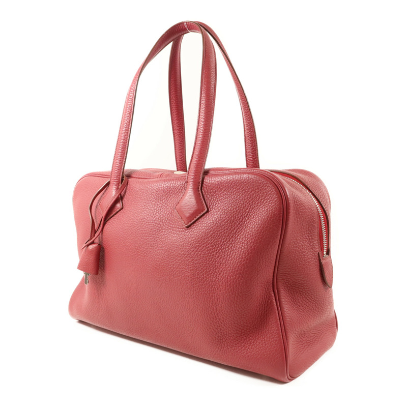 HERMES Clemence皮革Victoria銀扣手挽袋Rubis-2