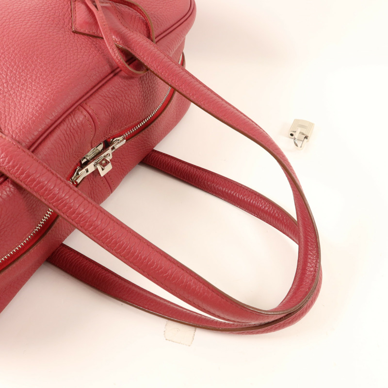 HERMES Clemence皮革Victoria銀扣手挽袋Rubis-4