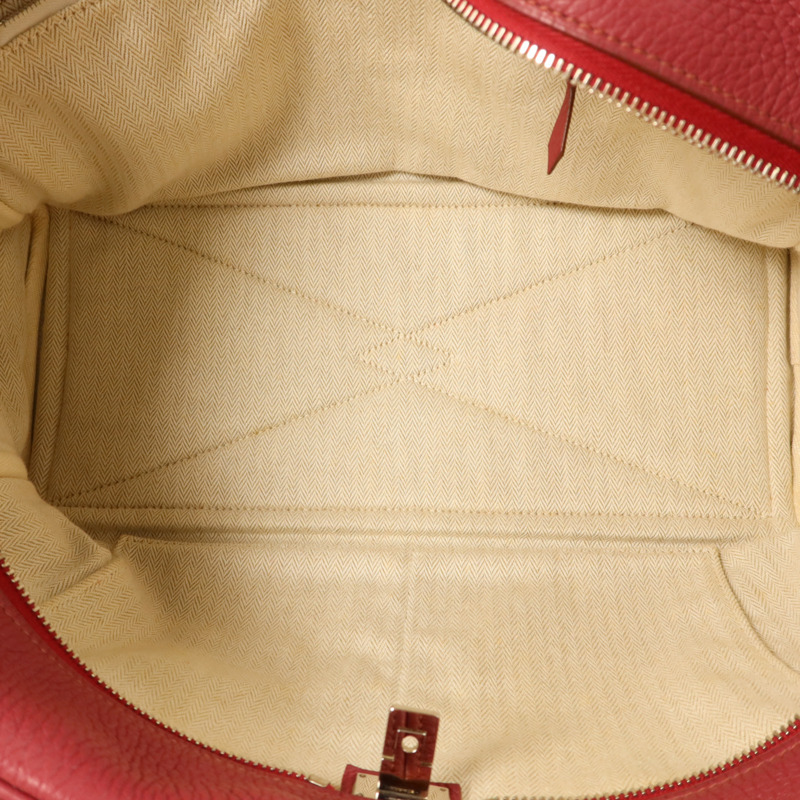 HERMES Clemence皮革Victoria銀扣手挽袋Rubis-5