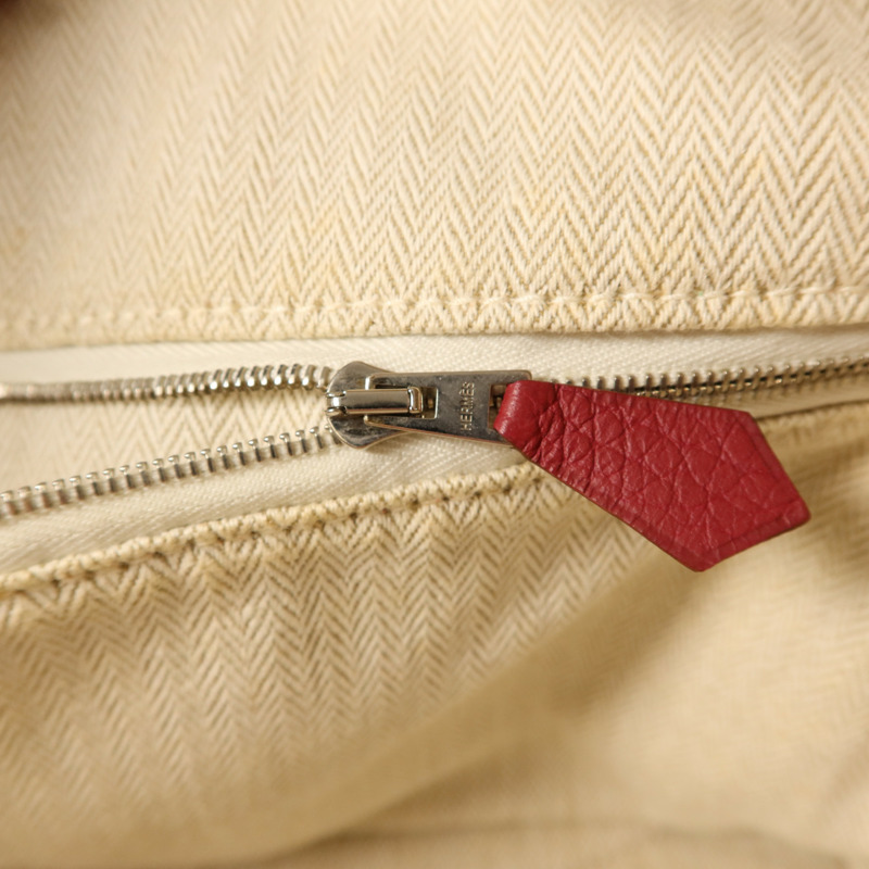 HERMES Clemence皮革Victoria銀扣手挽袋Rubis-8