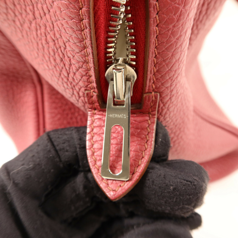 HERMES Clemence皮革Victoria銀扣手挽袋Rubis-9