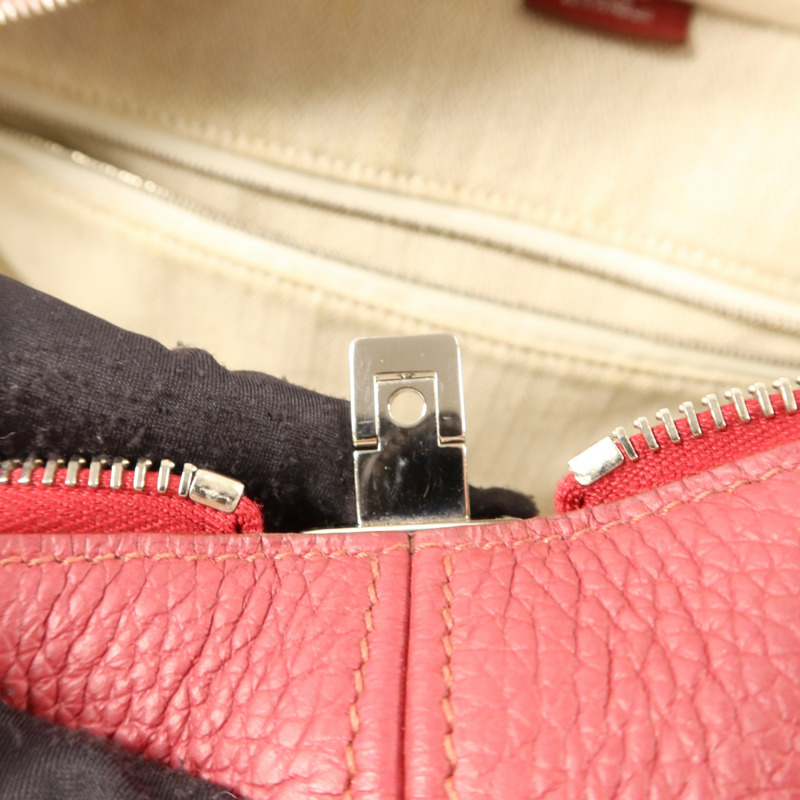 HERMES Clemence皮革Victoria銀扣手挽袋Rubis-10