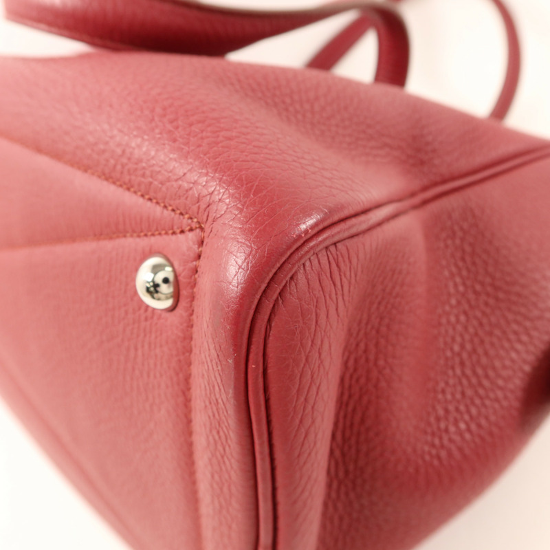 HERMES Clemence皮革Victoria銀扣手挽袋Rubis-12