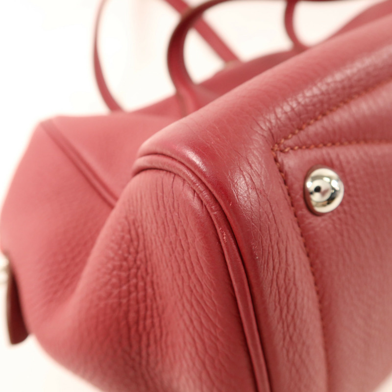 HERMES Clemence皮革Victoria銀扣手挽袋Rubis-13