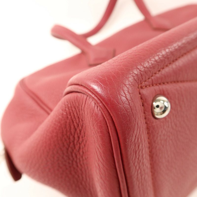 HERMES Clemence皮革Victoria銀扣手挽袋Rubis-15