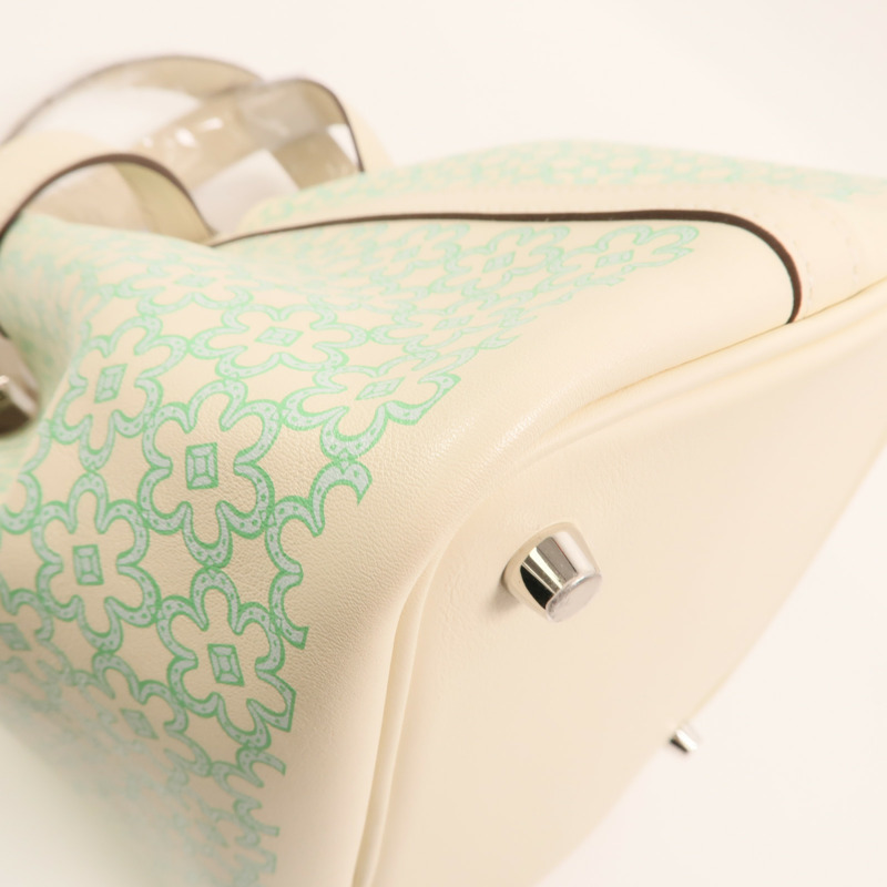 HERMES Swift皮革Picotin PM Lucky Daisy銀扣肩背袋Nata/Vert Comics-10