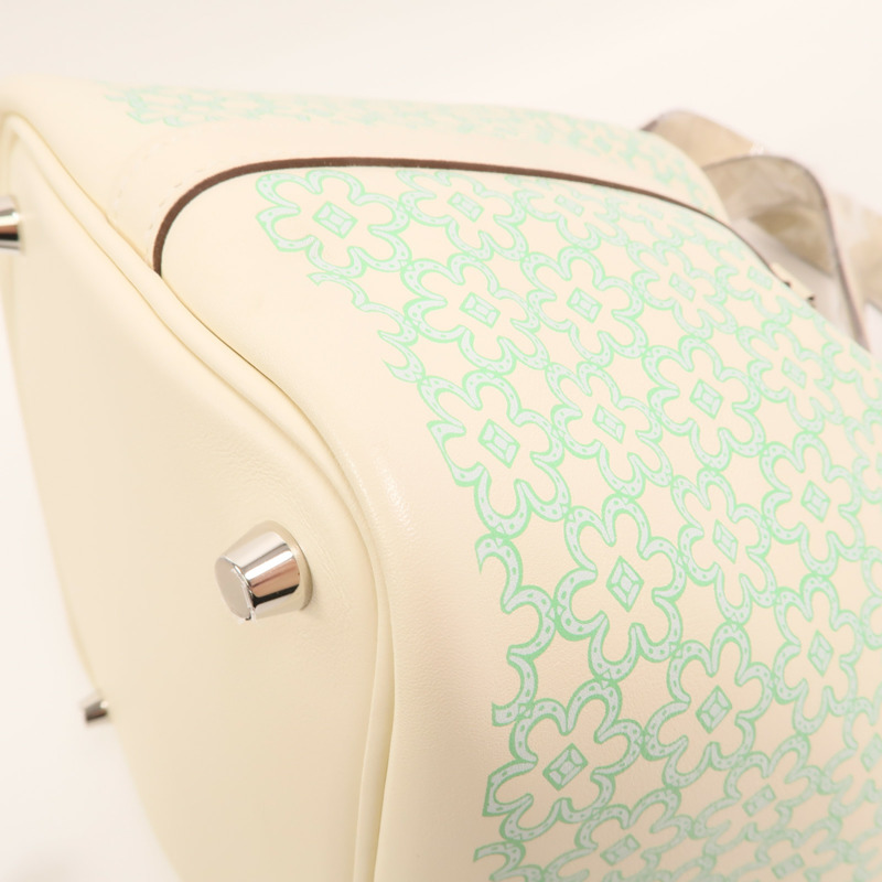 HERMES Swift皮革Picotin PM Lucky Daisy銀扣肩背袋Nata/Vert Comics-11