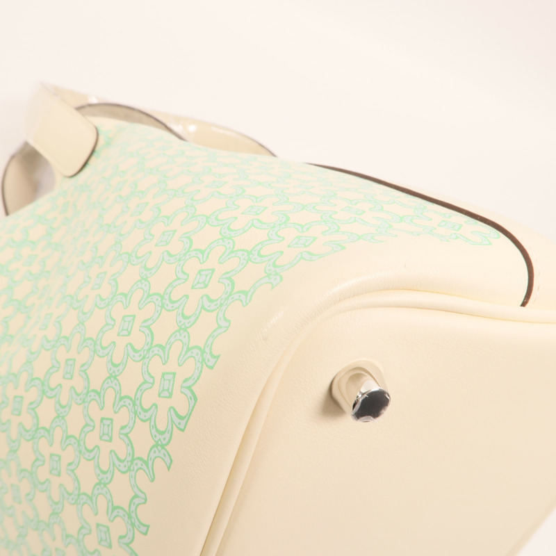 HERMES Swift皮革Picotin PM Lucky Daisy銀扣肩背袋Nata/Vert Comics-12