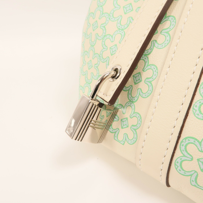 HERMES Swift皮革Picotin PM Lucky Daisy銀扣肩背袋Nata/Vert Comics-13