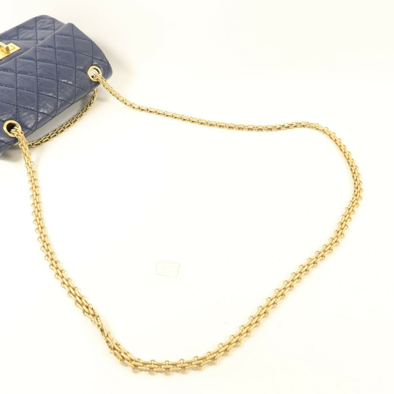 CHANEL 牛皮皮革2.55金扣鏈帶肩背袋-4