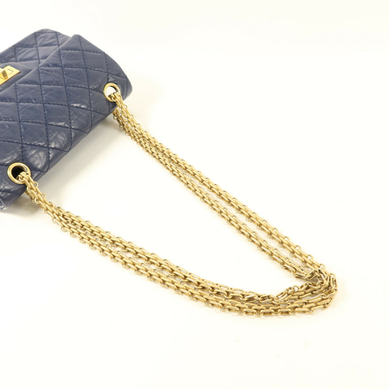 CHANEL 牛皮皮革2.55金扣鏈帶肩背袋-5