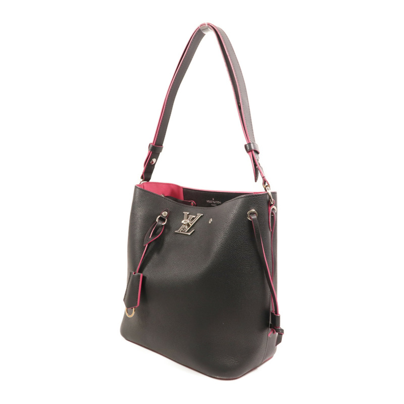 LOUIS VUITTON 牛皮皮革Lockme Bucket銀扣肩背袋-2
