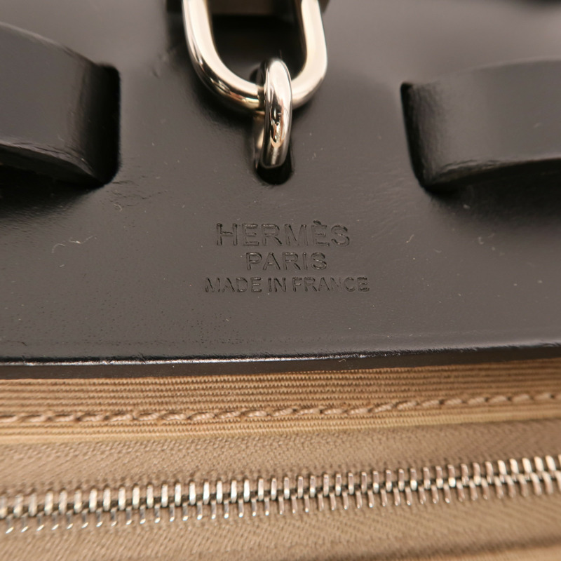 HERMES 帆布Herbag PM銀扣手挽肩背兩用袋Etoupe-5
