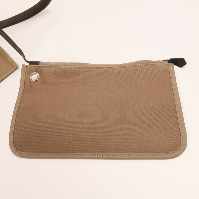 HERMES 帆布Herbag PM銀扣手挽肩背兩用袋Etoupe-8