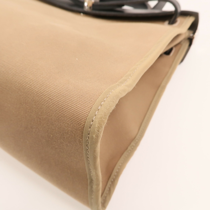 HERMES 帆布Herbag PM銀扣手挽肩背兩用袋Etoupe-12
