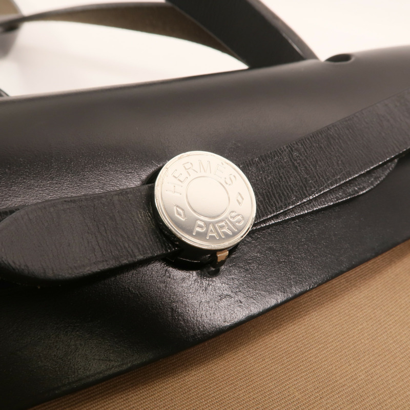 HERMES 帆布Herbag PM銀扣手挽肩背兩用袋Etoupe-15