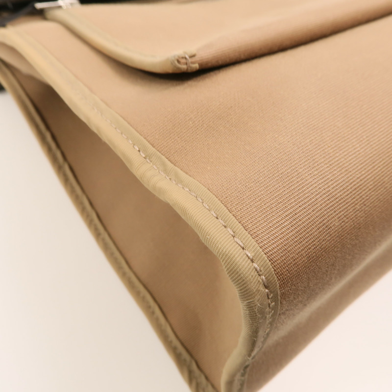 HERMES 帆布Herbag PM銀扣手挽肩背兩用袋Etoupe-17