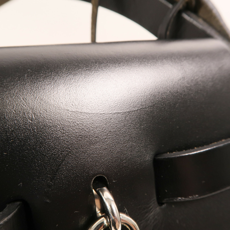 HERMES 帆布Herbag PM銀扣手挽肩背兩用袋Etoupe-18