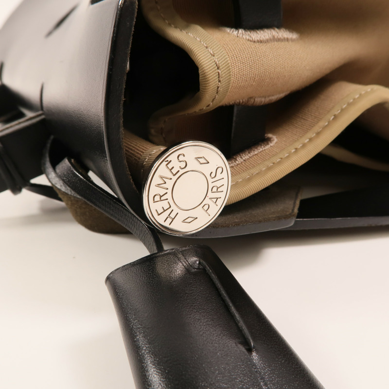 HERMES 帆布Herbag PM銀扣手挽肩背兩用袋Etoupe-21