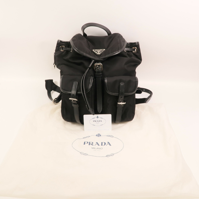 PRADA 尼龍Backpack銀扣背包-8