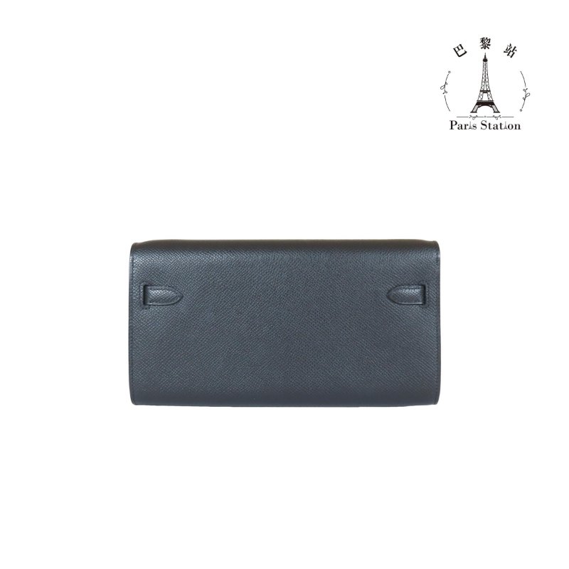 【巴黎站二手名牌專賣店】*現貨*HERMES 愛馬仕 真品*W刻黑皮革金釦Kelly To Go 錢包-1