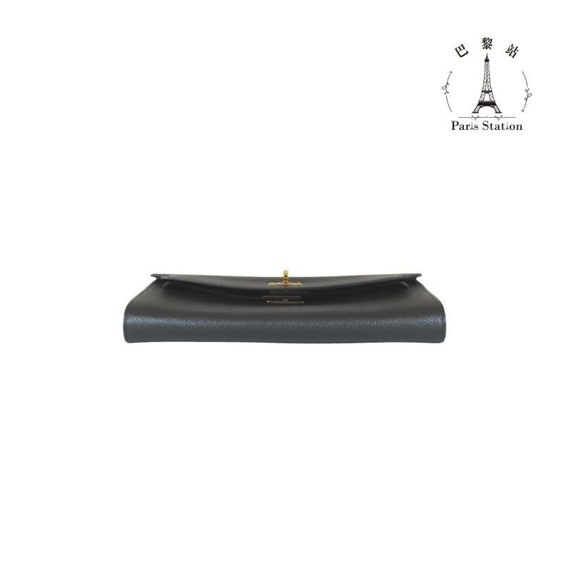 【巴黎站二手名牌專賣店】*現貨*HERMES 愛馬仕 真品*W刻黑皮革金釦Kelly To Go 錢包-2