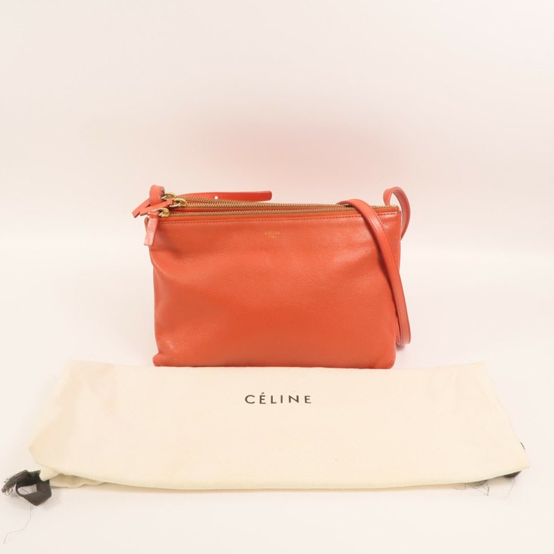 CELINE 羊皮皮革Trio Large金扣肩背袋-8