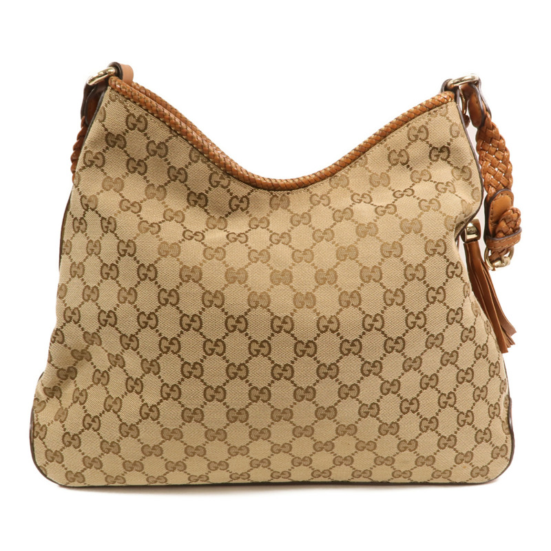 GUCCI 帆布Marrkech GG Hobo金扣肩背袋-1