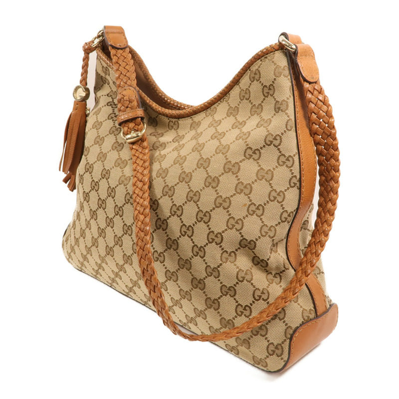 GUCCI 帆布Marrkech GG Hobo金扣肩背袋-2