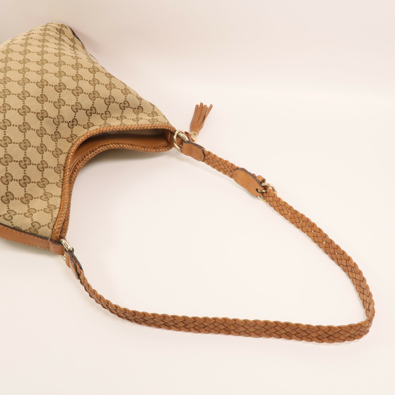 GUCCI 帆布Marrkech GG Hobo金扣肩背袋-7