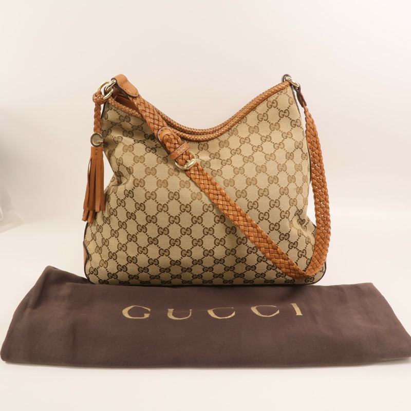 GUCCI 帆布Marrkech GG Hobo金扣肩背袋-8