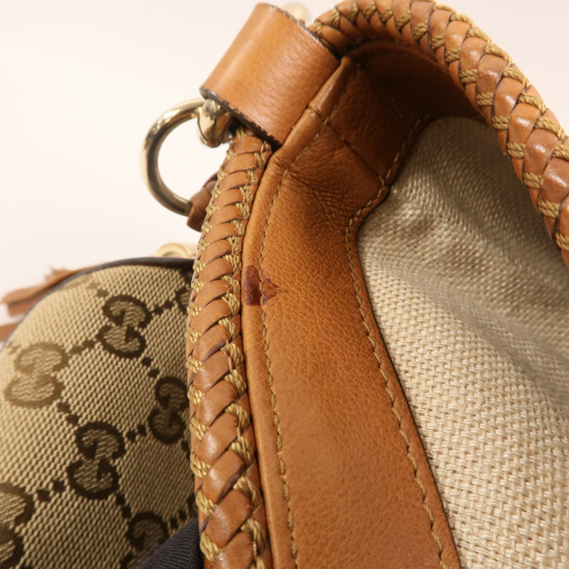 GUCCI 帆布Marrkech GG Hobo金扣肩背袋-16