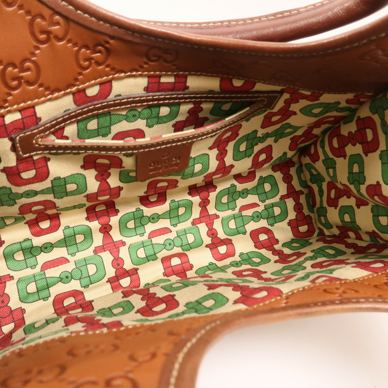 GUCCI 牛皮皮革Shoulder Bag銀扣肩背袋-4