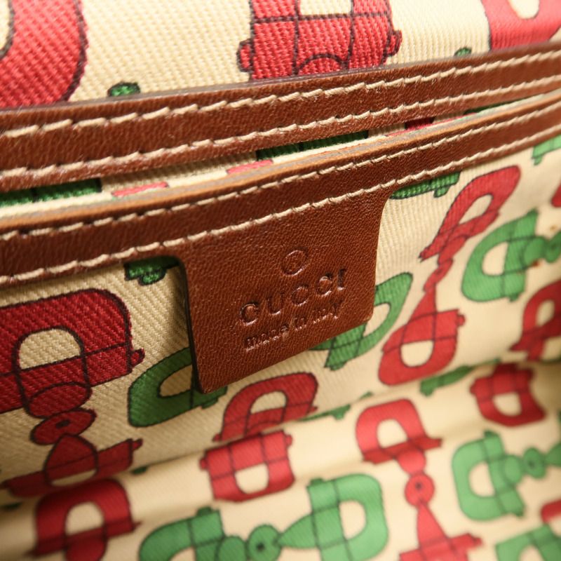 GUCCI 牛皮皮革Shoulder Bag銀扣肩背袋-5