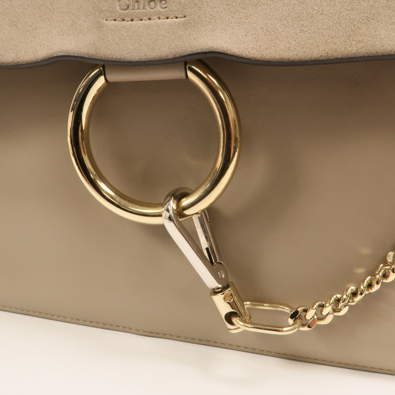 Chloe 牛皮皮革Faye Bag金扣肩背袋-13