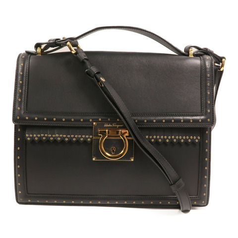 Salvatore Ferragamo 牛皮皮革Shoulder Bag金扣手挽肩背兩用袋