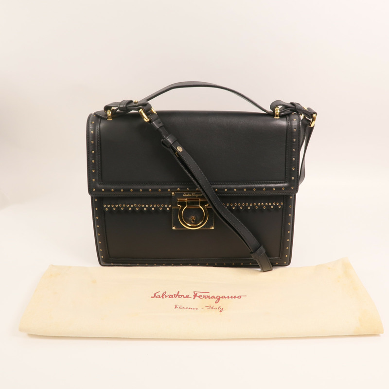 Salvatore Ferragamo 牛皮皮革Shoulder Bag金扣手挽肩背兩用袋-7
