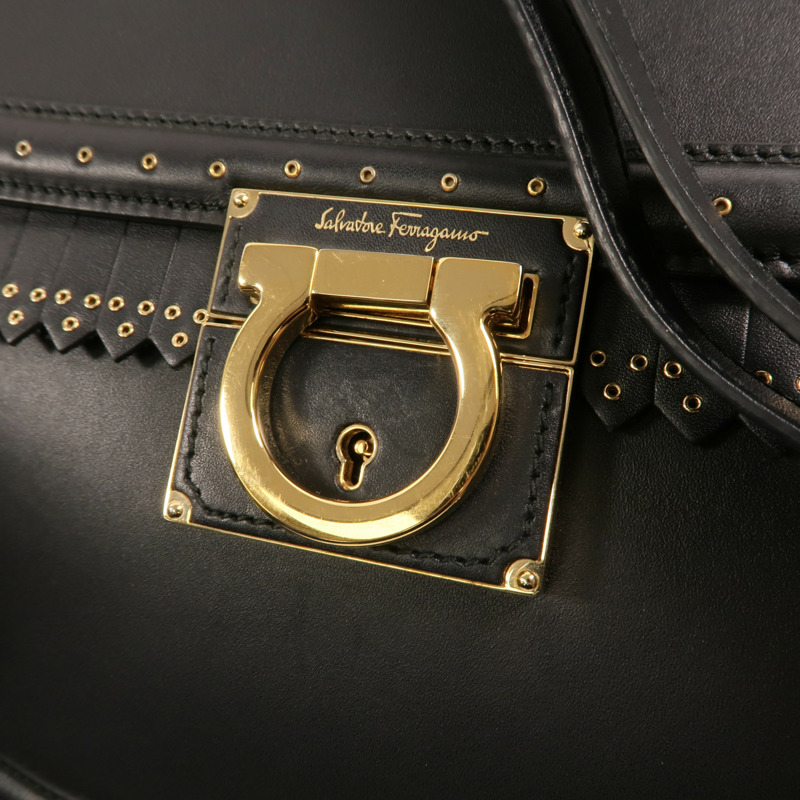 Salvatore Ferragamo 牛皮皮革Shoulder Bag金扣手挽肩背兩用袋-12