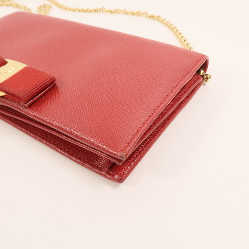 Salvatore Ferragamo 牛皮皮革WOC金扣鏈帶肩背袋-9