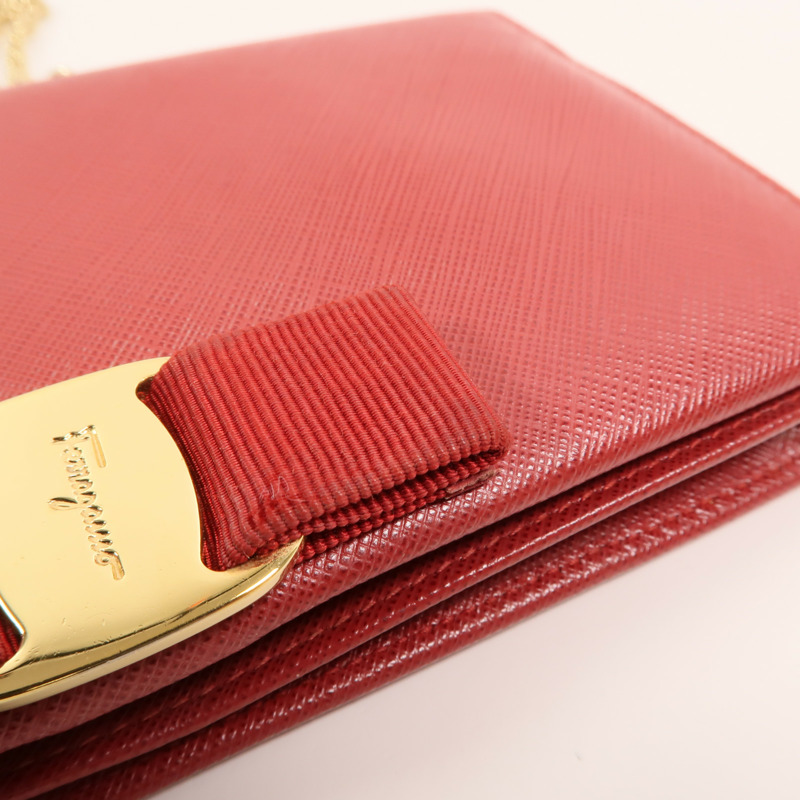 Salvatore Ferragamo 牛皮皮革WOC金扣鏈帶肩背袋-14