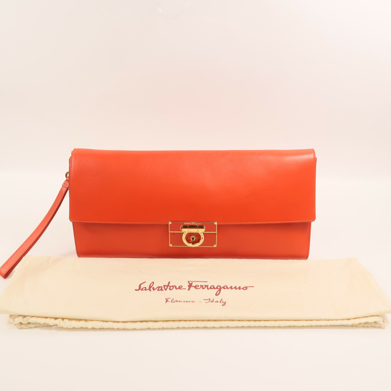 Salvatore Ferragamo 牛皮皮革Clutch Bag金扣手提包-7