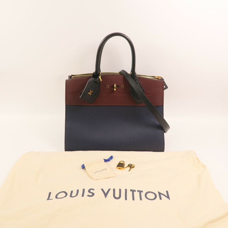 LOUIS VUITTON 牛皮皮革City Steamer MM金扣手挽肩背兩用袋-8