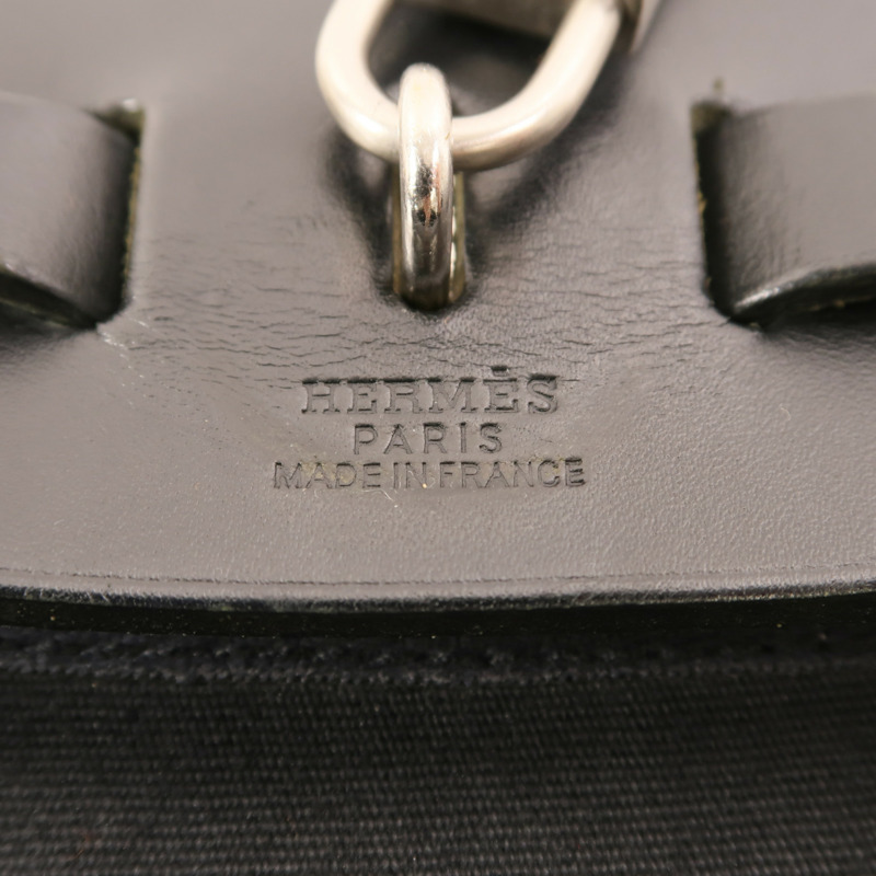 HERMES 帆布Herbag 31銀扣手挽肩背兩用袋Noir-5