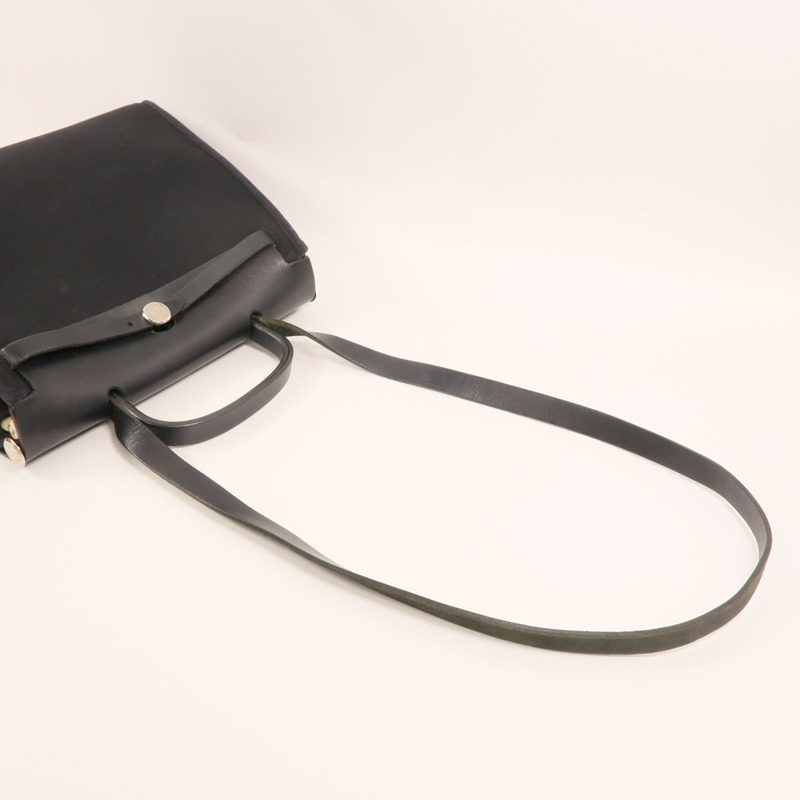 HERMES 帆布Herbag 31銀扣手挽肩背兩用袋Noir-7