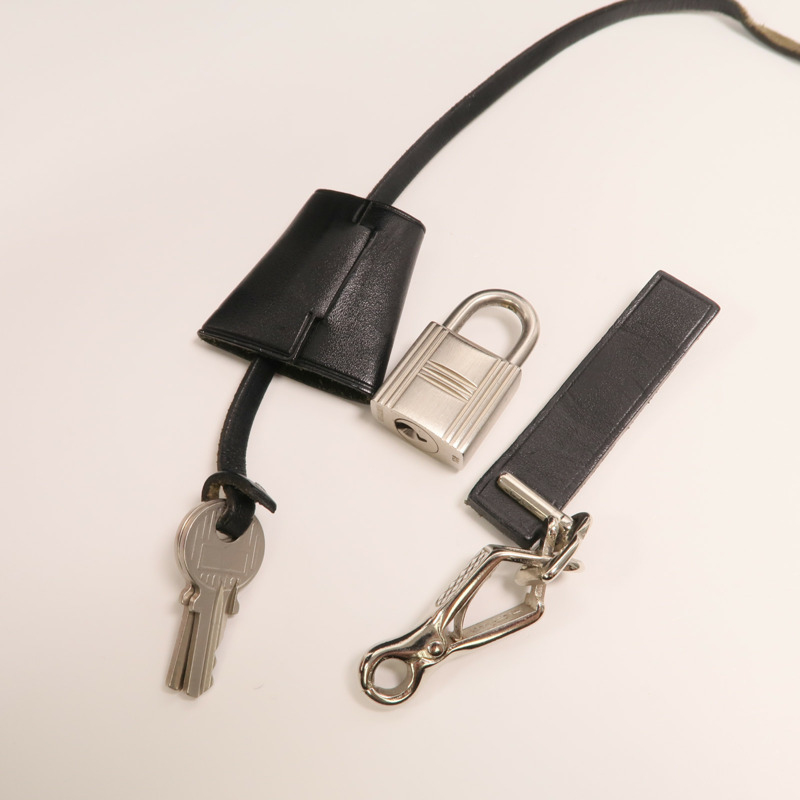 HERMES 帆布Herbag 31銀扣手挽肩背兩用袋Noir-9