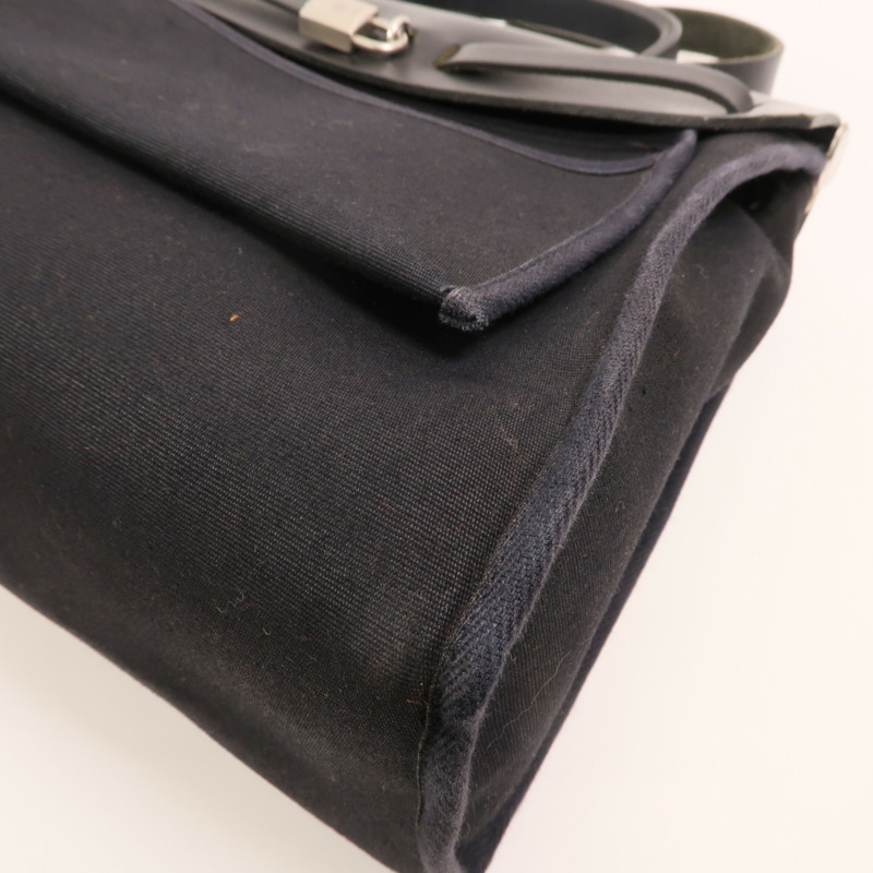 HERMES 帆布Herbag 31銀扣手挽肩背兩用袋Noir-12